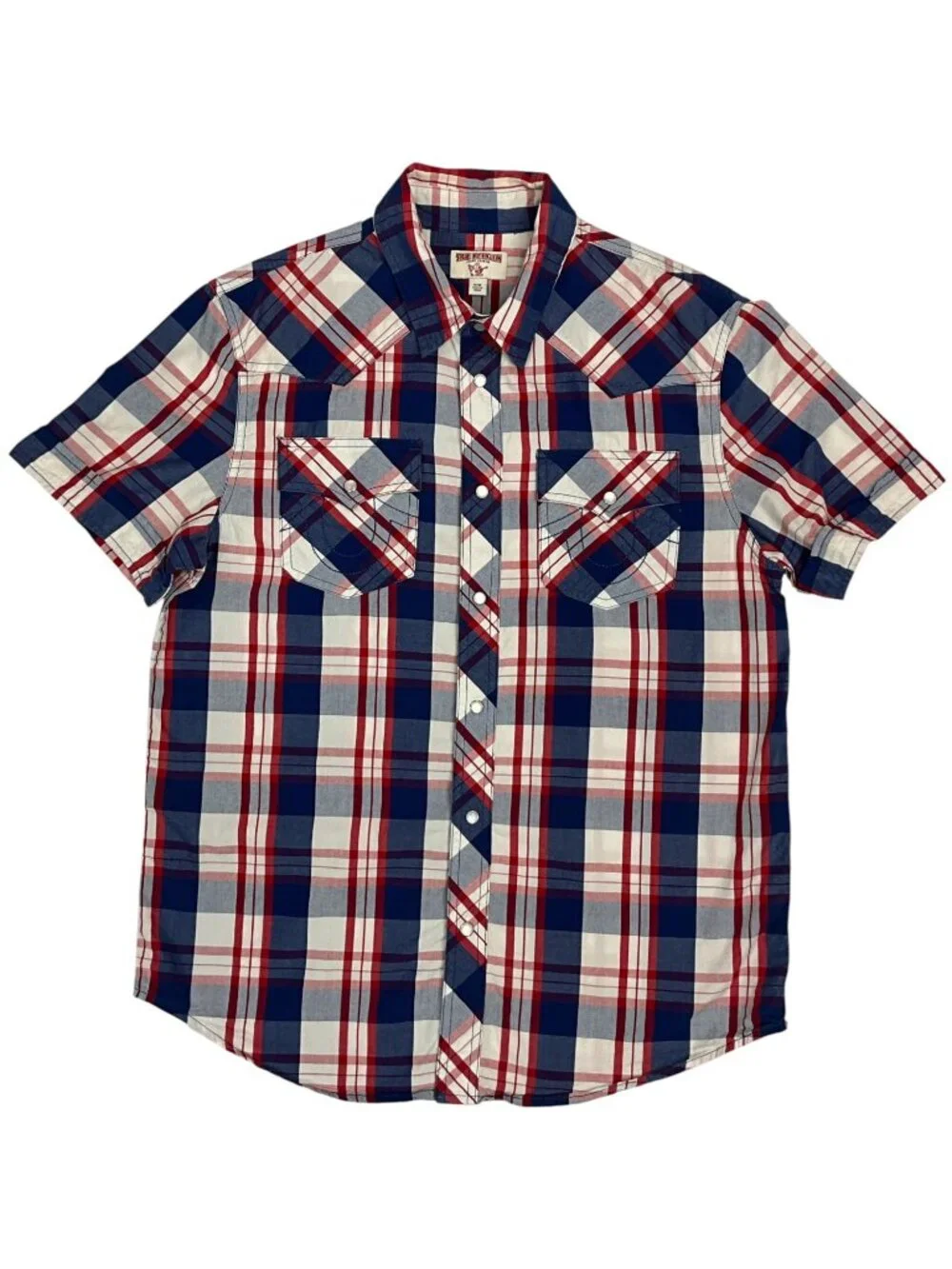 True Religion Pearl Snap Western Shirt M Red White Blue Patriotic